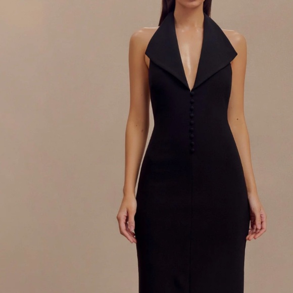 Annita Crepe Halter Midi Dress - Picture 3 of 16